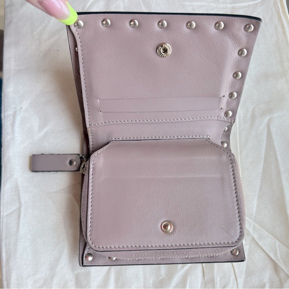 VALENTINO GARAVANI Rockstud Blush Bifold Snap Smooth Leather Compact Wallet - Picture 9 of 14